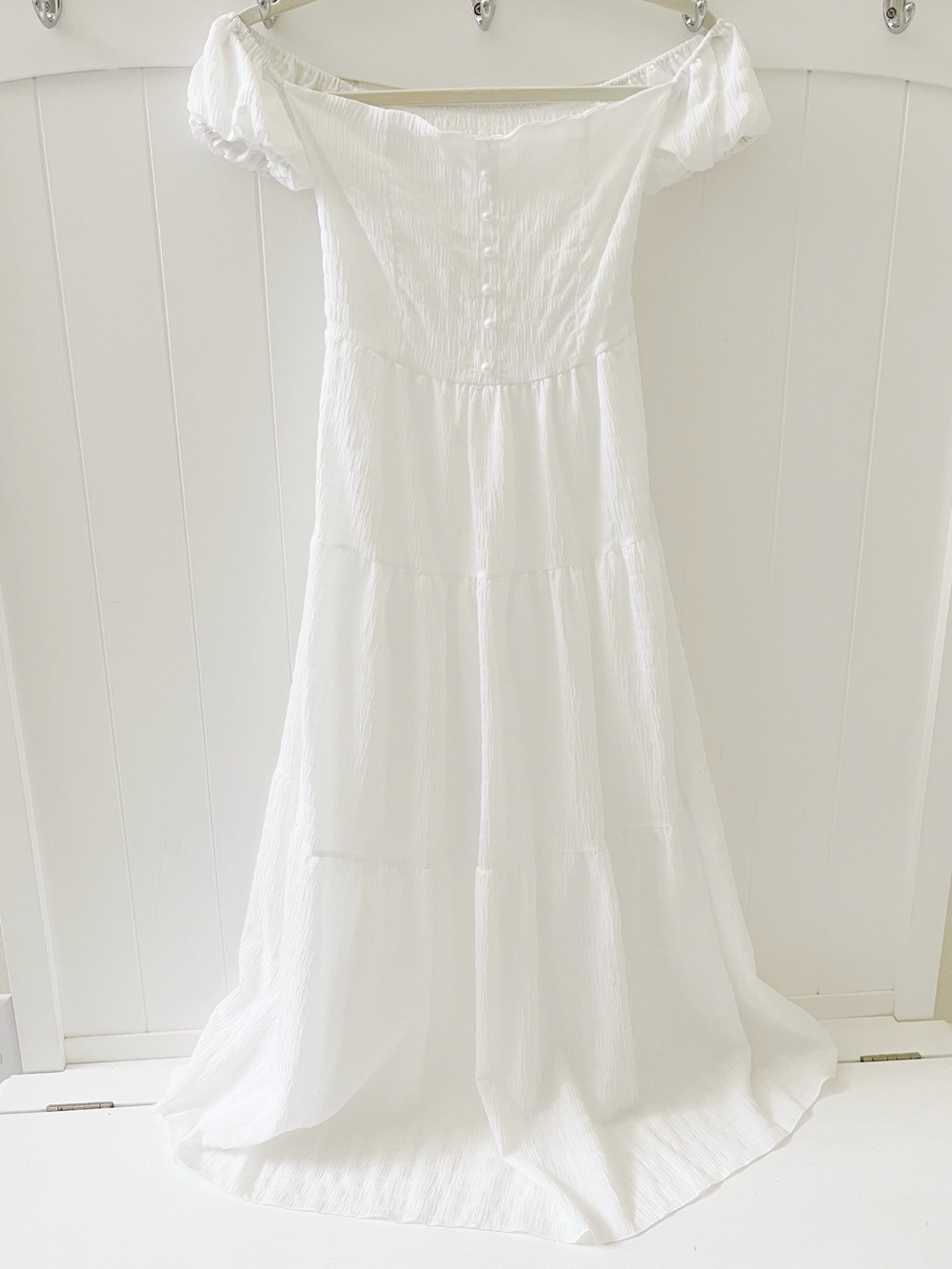 White Off-Shoulder Midi Dress